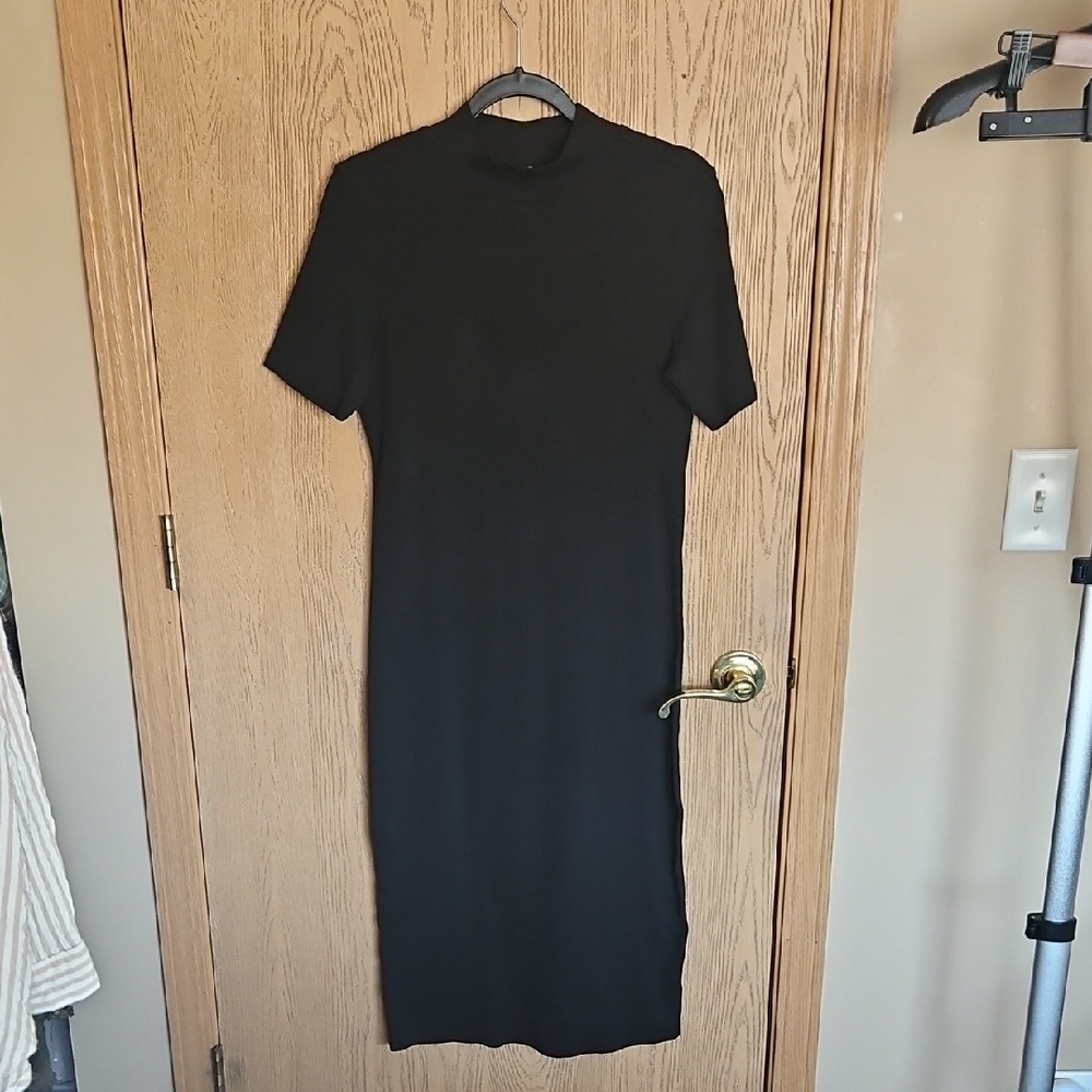 Zara Elegant Black Midi Dress